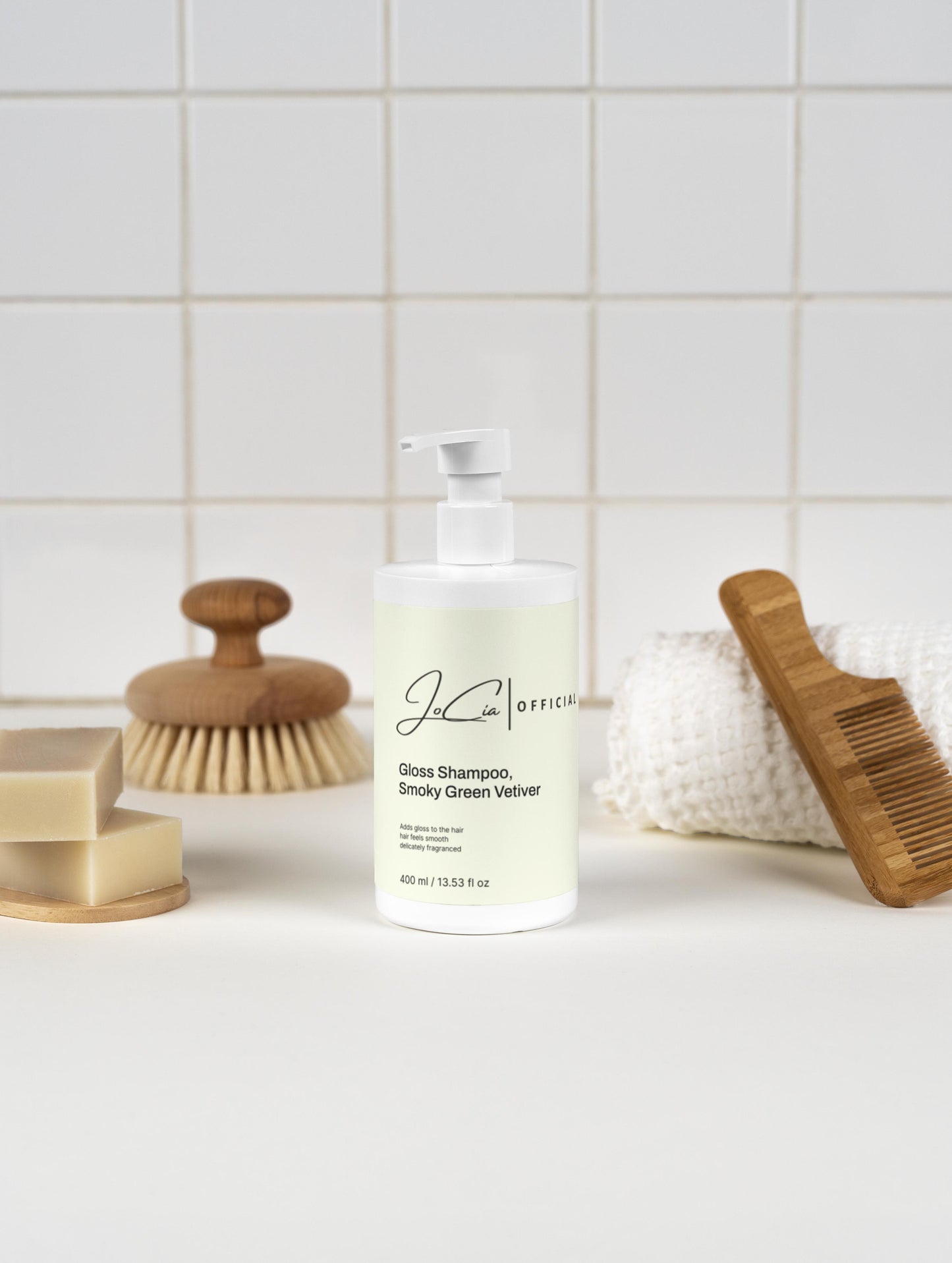 JociaPurifying Gloss Shampoo, Smoky Green Vetiver. Helps to Restore Glow & Volume.