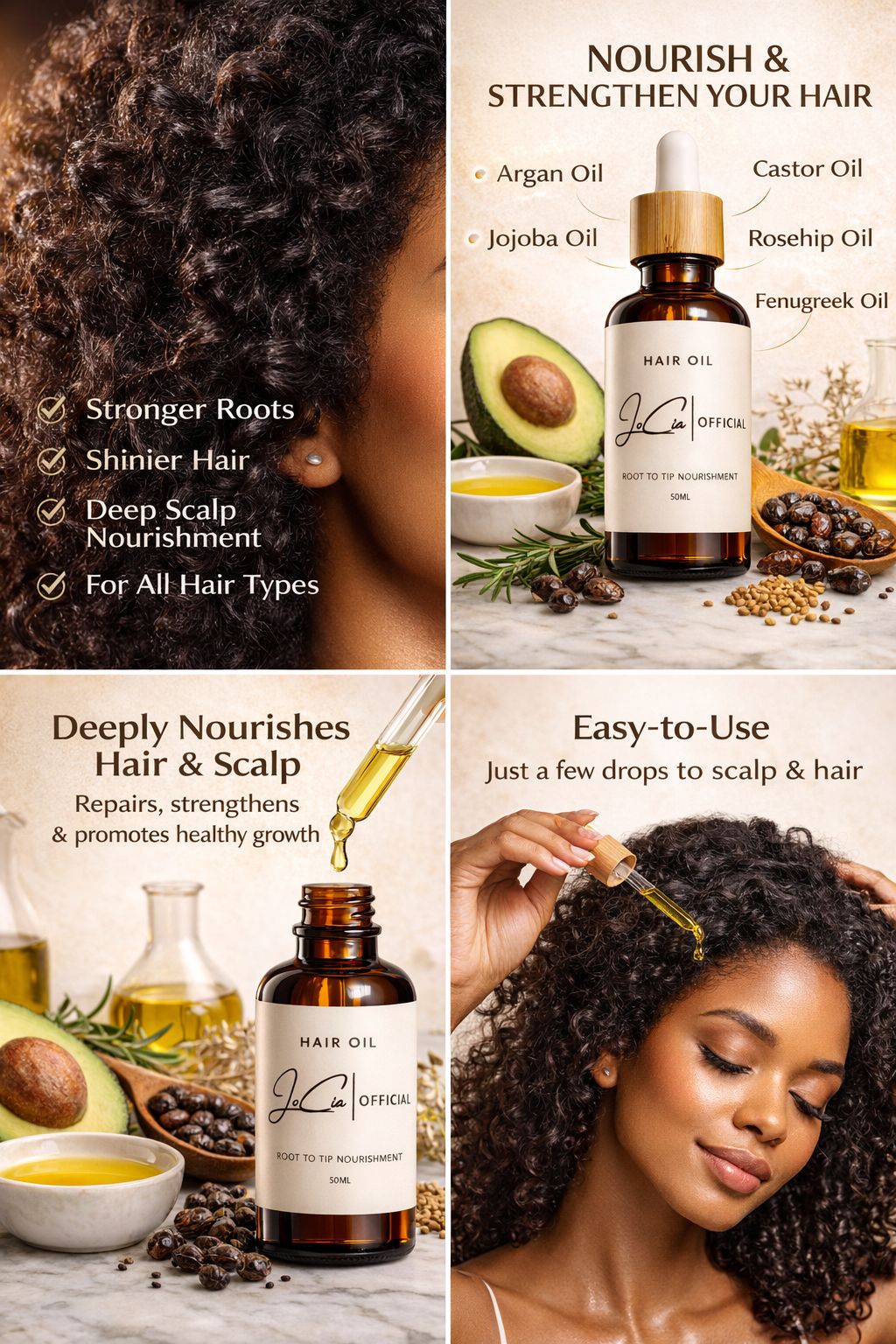 Jocia Natural Blend Hair & Scalp Oil - Lightweight Shine & Deeply Nourishing 50ml