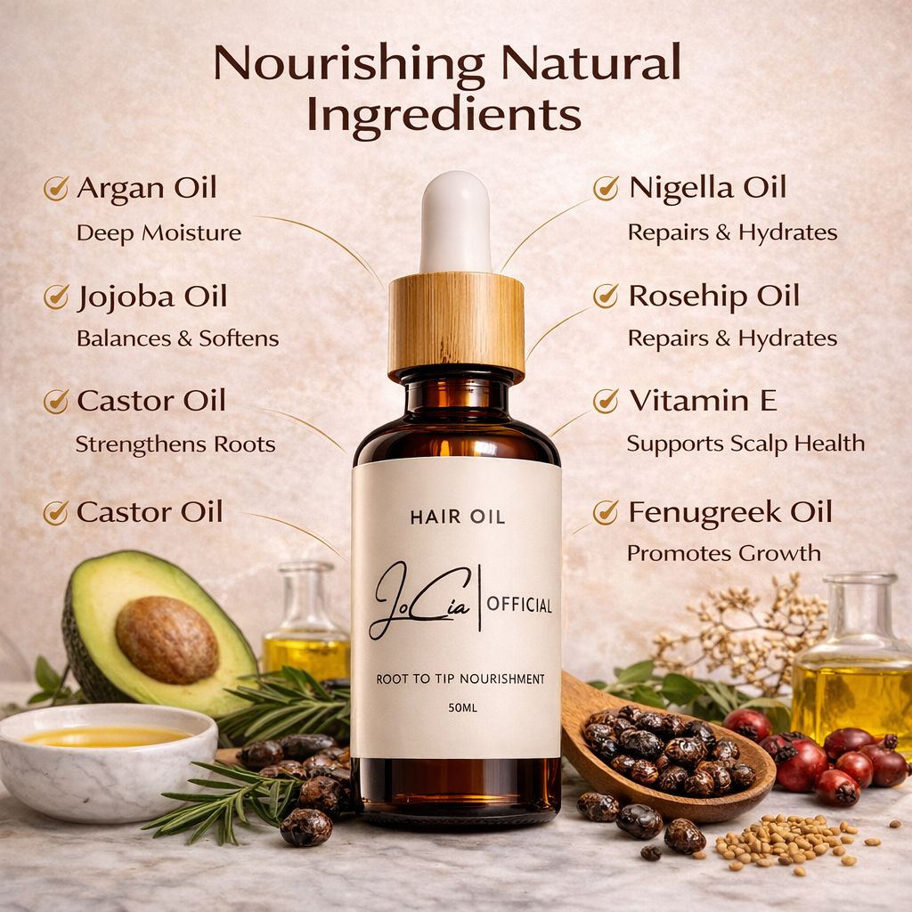 Jocia Natural Blend Hair & Scalp Oil - Lightweight Shine & Deeply Nourishing 50ml